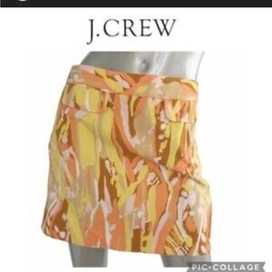 J.Crew Collection Mod Retro Yellow Orange Abstract Paint Splash Mini Skirt 12